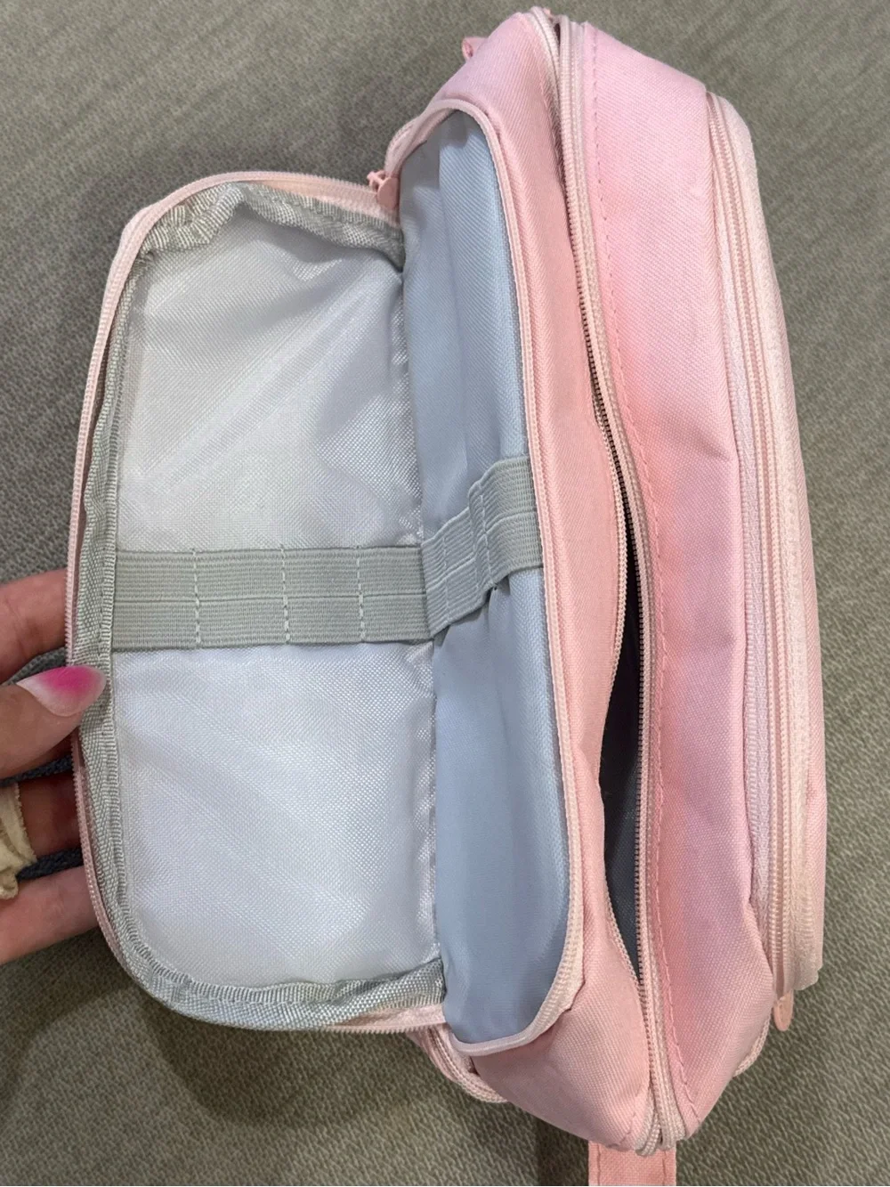 Pink Multi Compartment Organizer Bag / Pencil Pouch